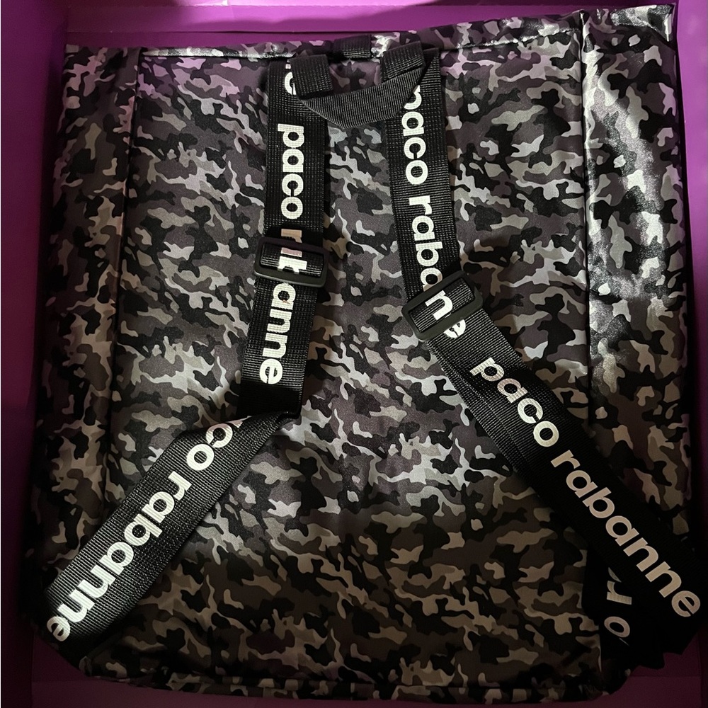 Paco Rabanne Black and Gray Camouflage Bag